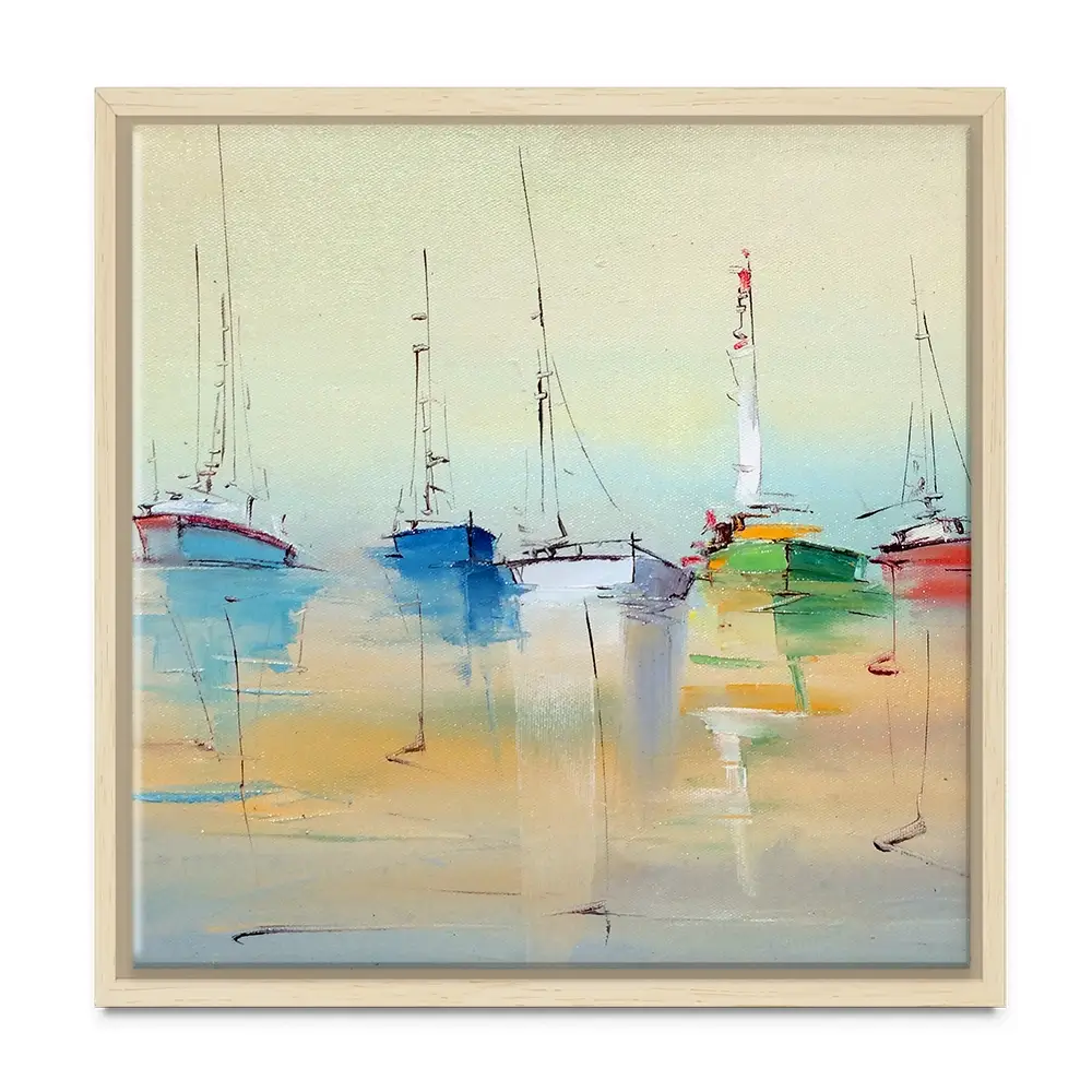Boats From Afar Square Canvas Print Boats From Afar Square Canvas Print wall art product Oleksandr Bodnar / Shutterstock