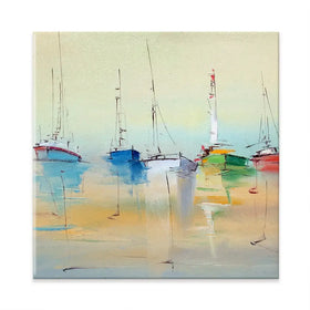 Boats From Afar Square Canvas Print Boats From Afar Square Canvas Print wall art product Oleksandr Bodnar / Shutterstock