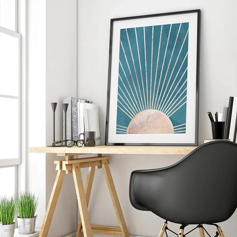 Boho Sun Blue 2 Framed Art Print Boho Sun Blue 2 Framed Art Print wall art product Sarah Manovski