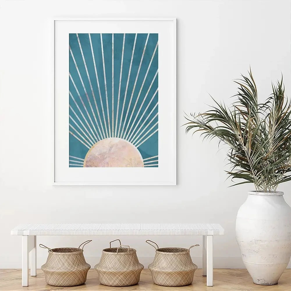 Boho Sun Blue 2 Framed Art Print Boho Sun Blue 2 Framed Art Print wall art product Sarah Manovski