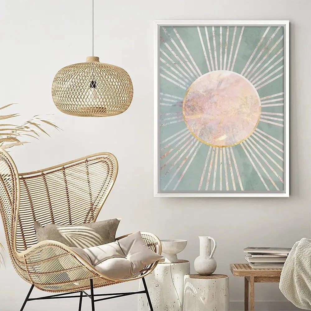 Boho Sun Pale Green 1 Canvas Print Boho Sun Pale Green 1 Canvas Print wall art product Sarah Manovski