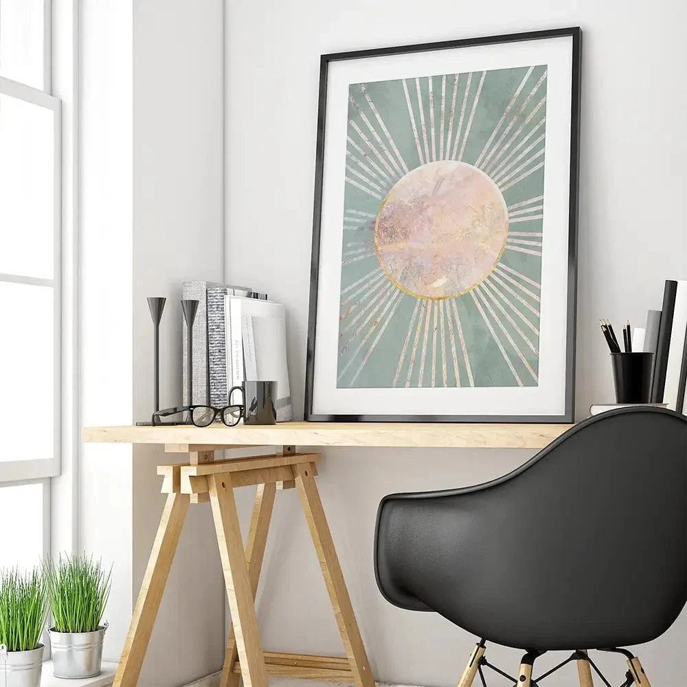 Boho Sun Pale Green 1 Framed Art Print Boho Sun Pale Green 1 Framed Art Print wall art product Sarah Manovski