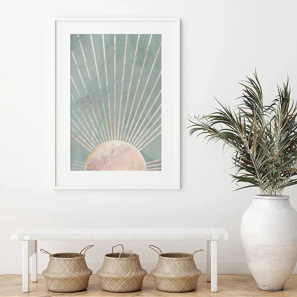Boho Sun Pale Green 2 Framed Art Print Boho Sun Pale Green 2 Framed Art Print wall art product Sarah Manovski