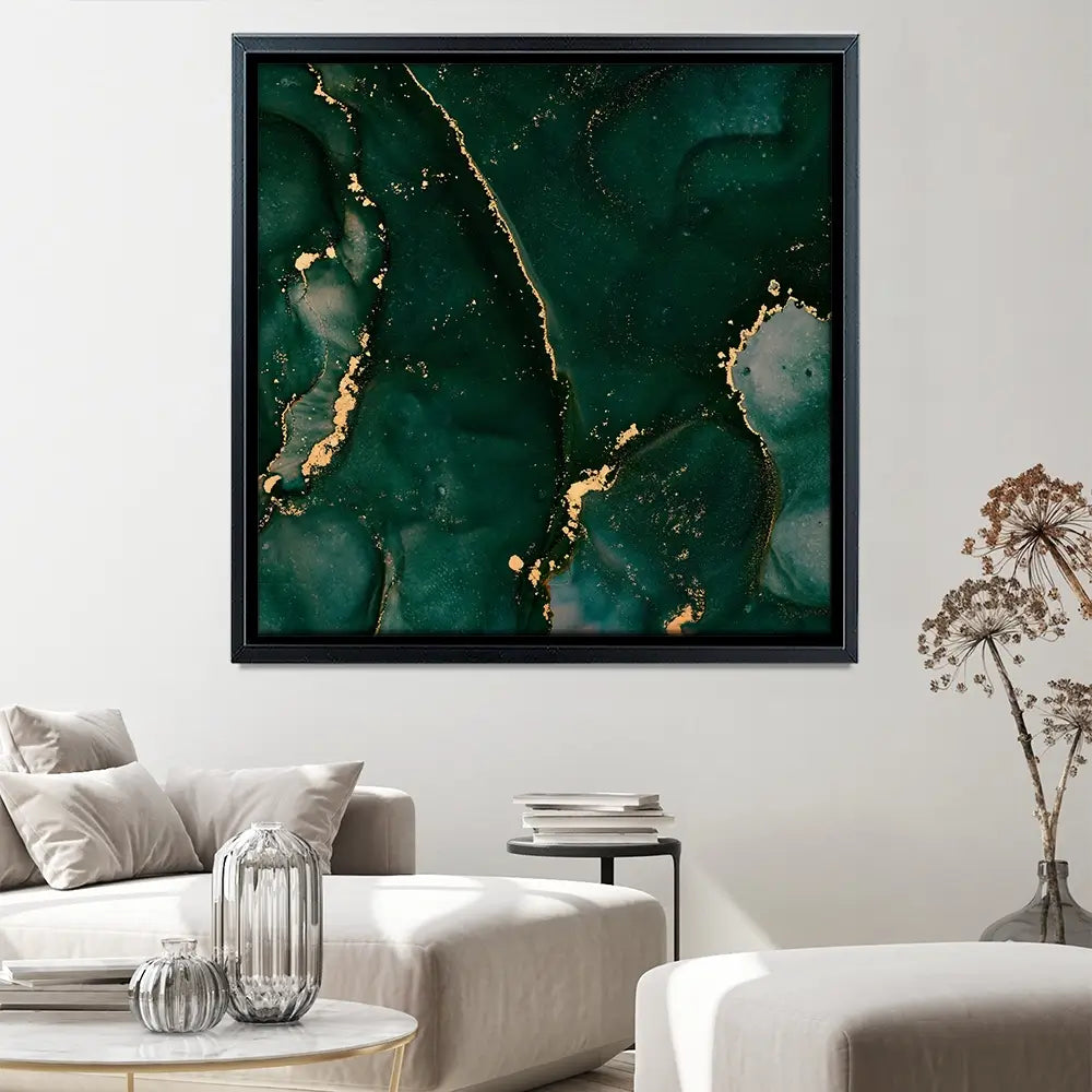 Bottle Green Marble 2 Square Canvas Print Bottle Green Marble 2 Square Canvas Print wall art product Art Print Shop