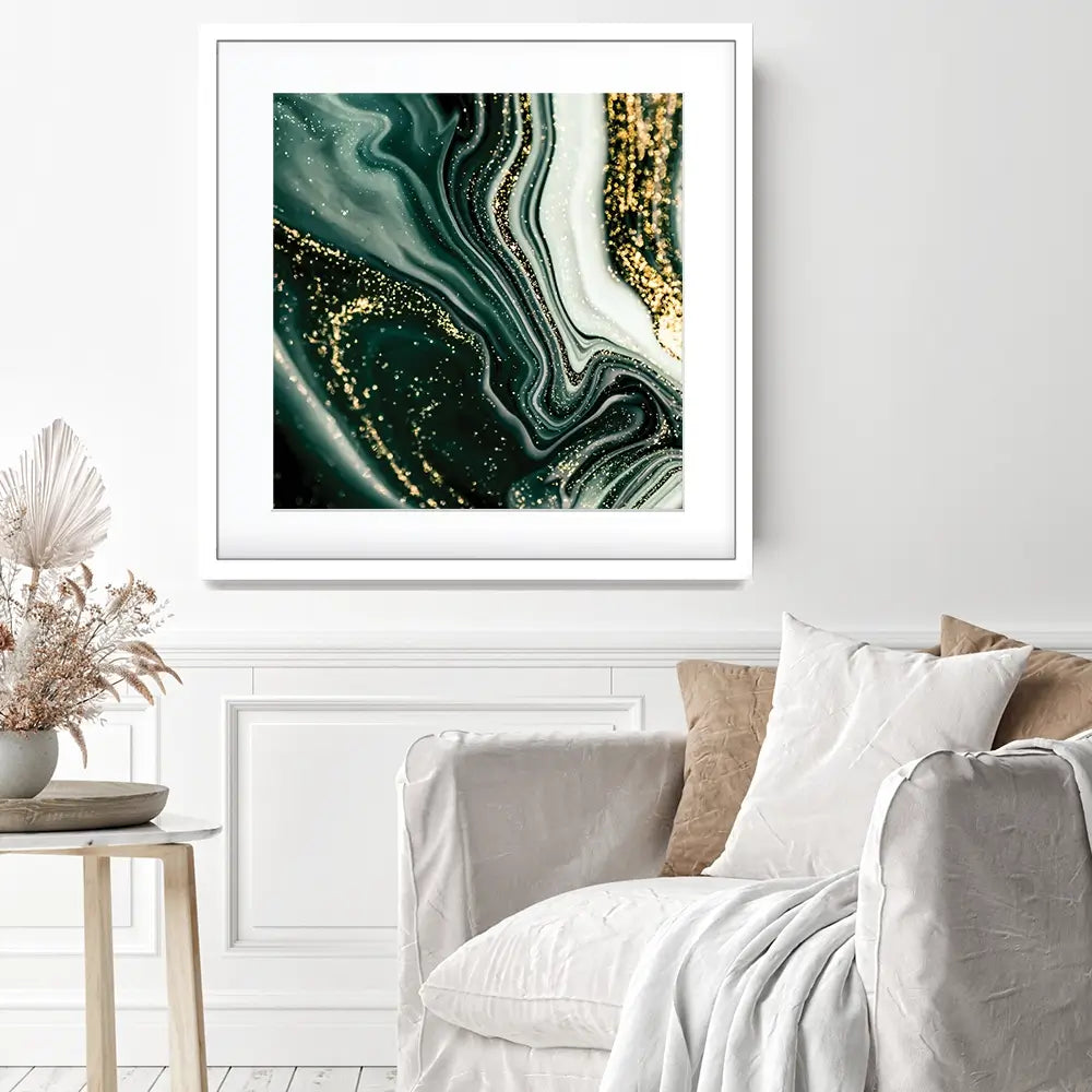 Bottle Green Marble Square Framed Art Print Bottle Green Marble Square Framed Art Print wall art product Art Print Shop
