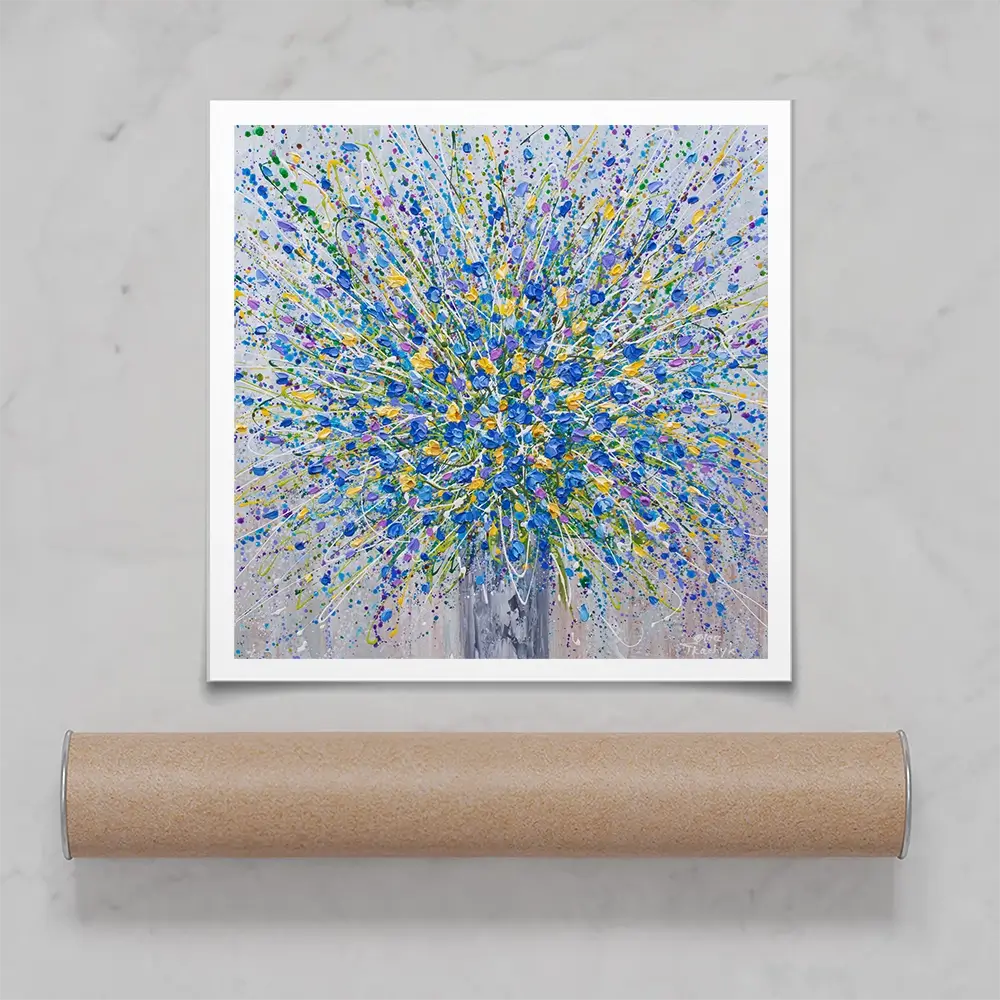 Bouquet Of Blue Flowers Square Art Print Bouquet Of Blue Flowers Square Art Print wall art product Olga Tkachyk