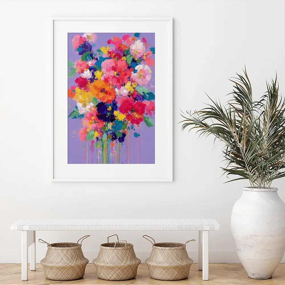 Bouquet On Lavender Framed Art Print Bouquet On Lavender Framed Art Print wall art product Chromatic Storm Studio