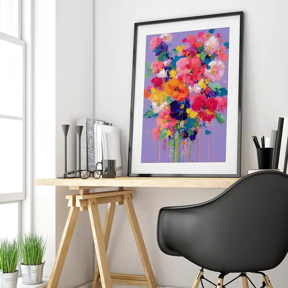 Bouquet On Lavender Framed Art Print Bouquet On Lavender Framed Art Print wall art product Chromatic Storm Studio