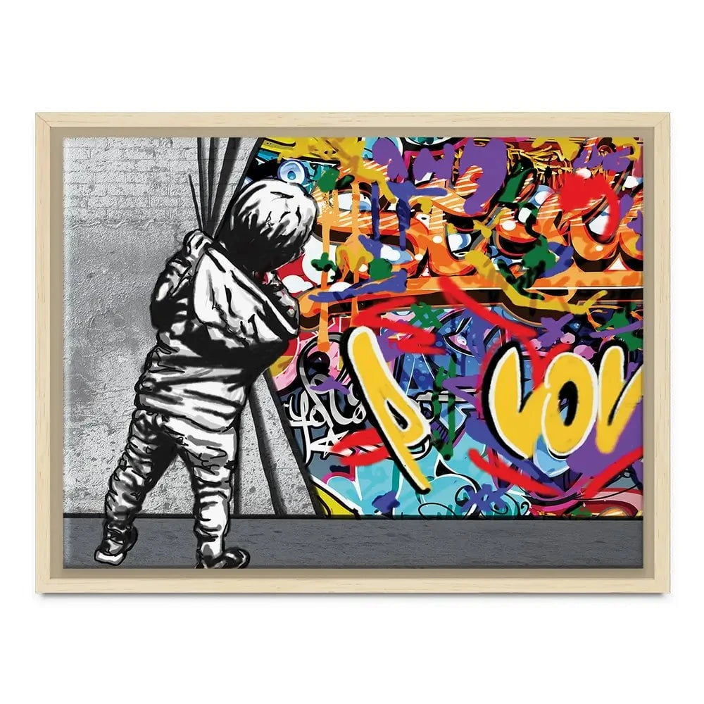 Boy Pulling Back The Curtain Canvas Print Boy Pulling Back The Curtain Canvas Print wall art product Banksy