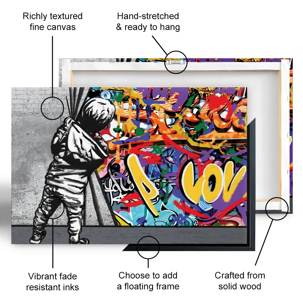 Boy Pulling Back The Curtain Canvas Print Boy Pulling Back The Curtain Canvas Print wall art product Banksy