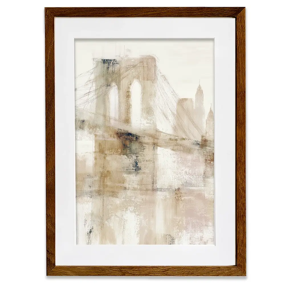 Bridge Cables In Mist Framed Art Print Bridge Cables In Mist Framed Art Print wall art product Chromatic Storm Studio