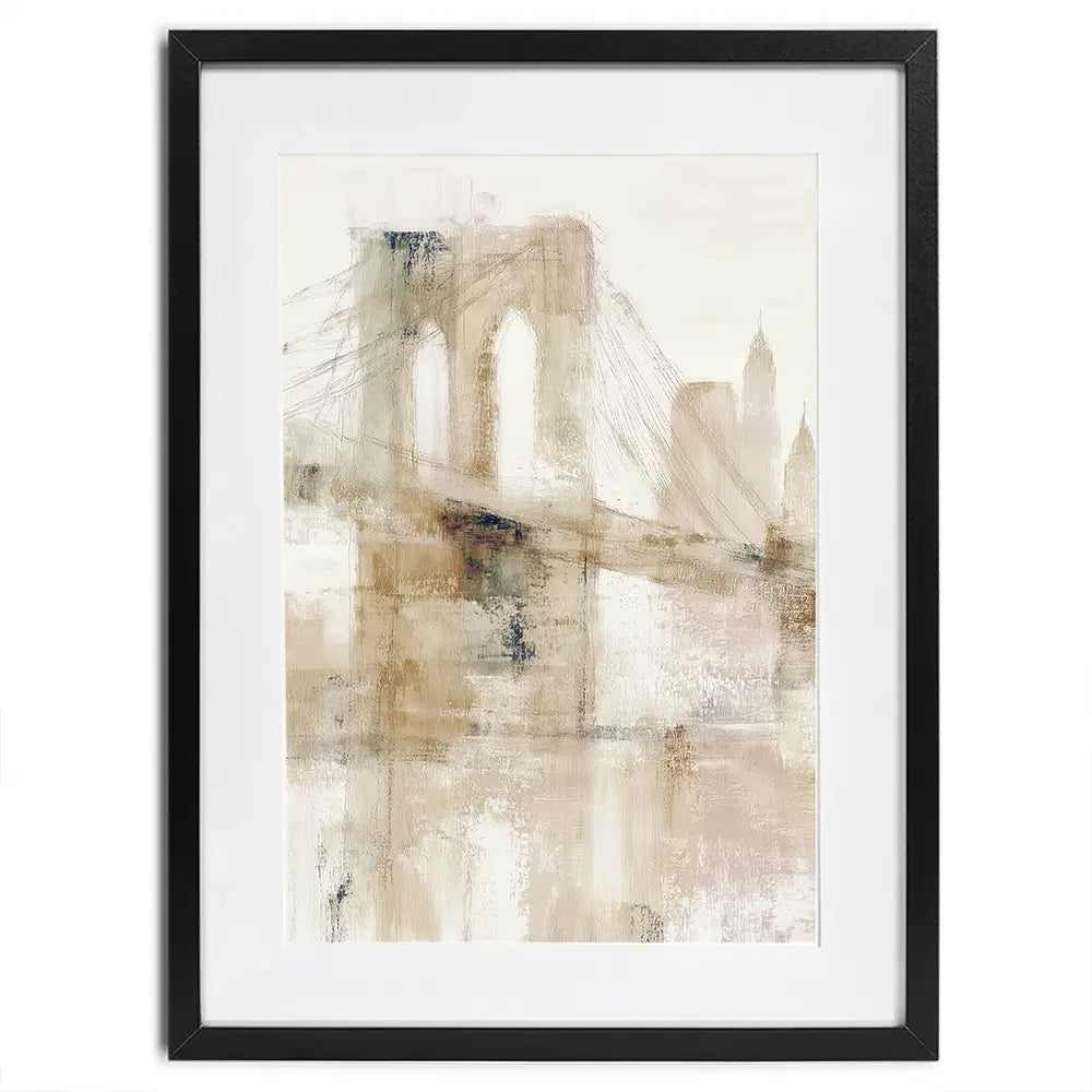 Bridge Cables In Mist Framed Art Print Bridge Cables In Mist Framed Art Print wall art product Chromatic Storm Studio