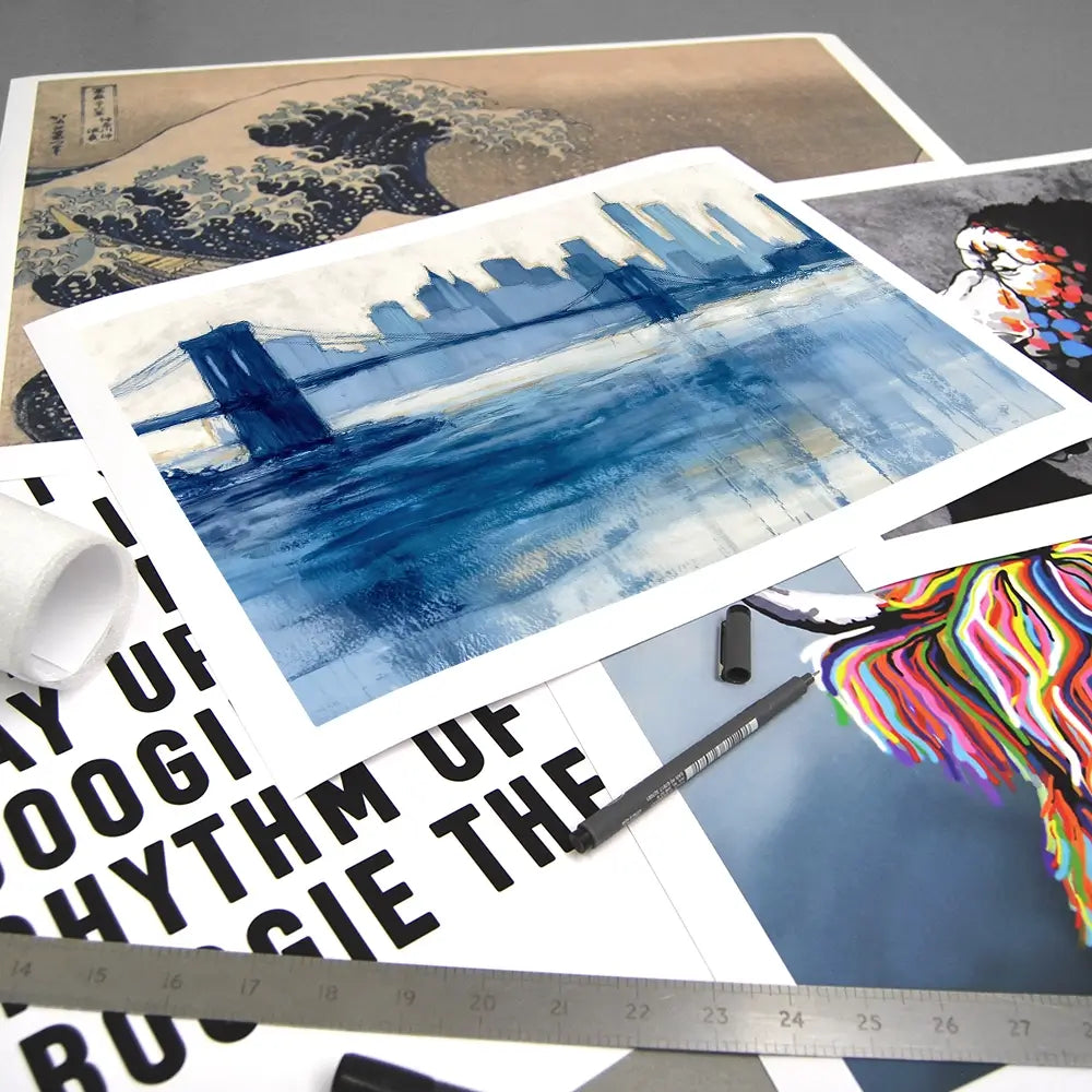 Bridge Skyline Indigo Wash Art Print Bridge Skyline Indigo Wash Art Print wall art product Chromatic Storm Studio