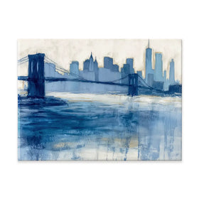 Bridge Skyline Indigo Wash Canvas Print Bridge Skyline Indigo Wash Canvas Print wall art product Chromatic Storm Studio