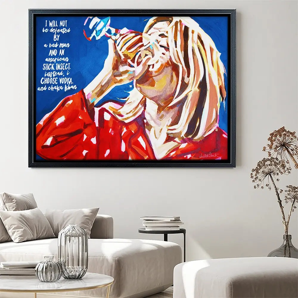 Bridget Jones Vodka And Chaka Khan Canvas Print Bridget Jones Vodka And Chaka Khan Canvas Print wall art product Juliet Stockton