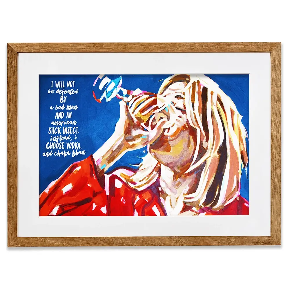 Bridget Jones Vodka And Chaka Khan Framed Art Print Bridget Jones Vodka And Chaka Khan Framed Art Print wall art product Juliet Stockton