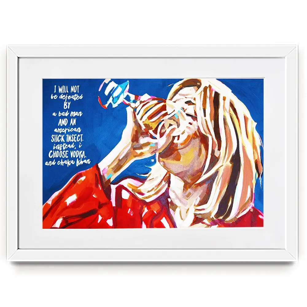 Bridget Jones Vodka And Chaka Khan Framed Art Print Bridget Jones Vodka And Chaka Khan Framed Art Print wall art product Juliet Stockton