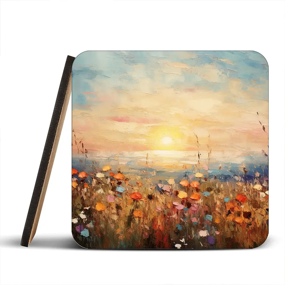 Bright Meadow Sunrise Coaster Set Bright Meadow Sunrise Coaster Set wall art product Art Print Shop