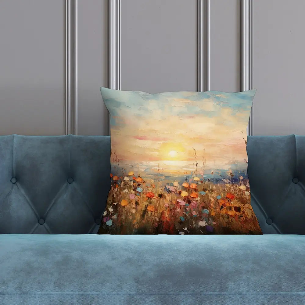Bright Meadow Sunrise Cushion Bright Meadow Sunrise Cushion wall art product Art Print Shop