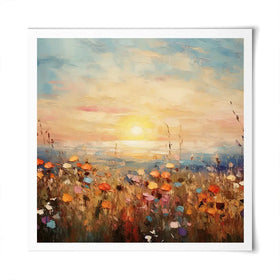 Bright Meadow Sunrise Square Art Print Bright Meadow Sunrise Square Art Print wall art product Art Print Shop