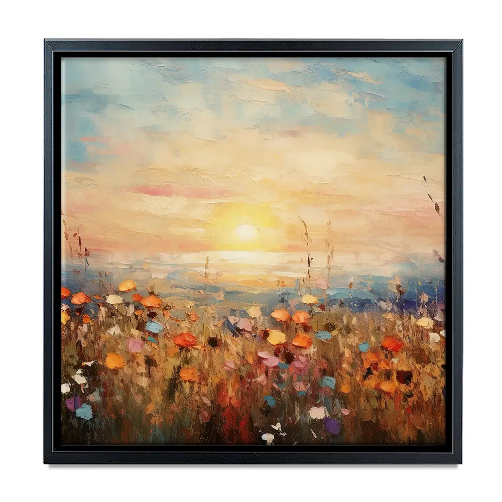 Bright Meadow Sunrise Square Canvas Print Bright Meadow Sunrise Square Canvas Print wall art product Art Print Shop