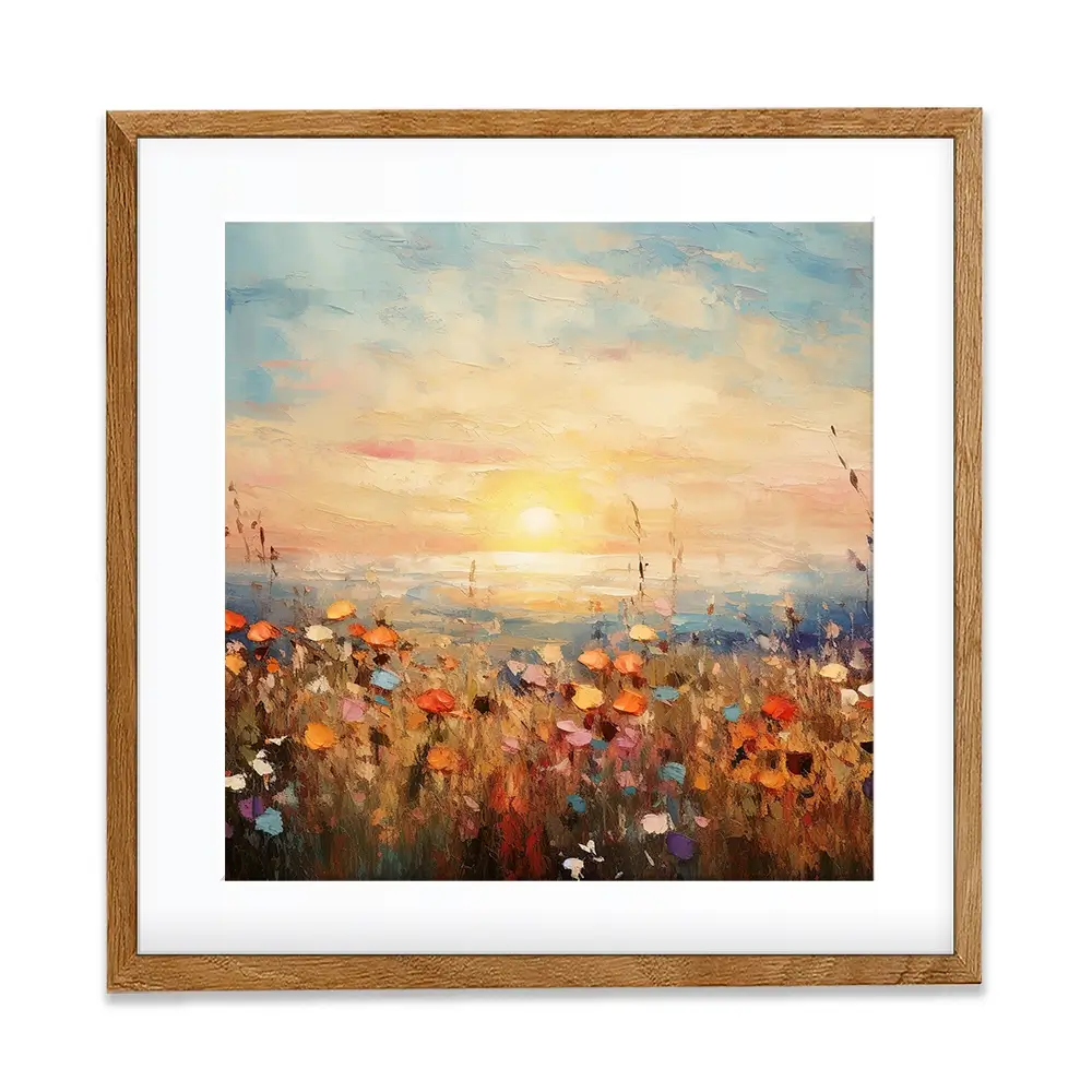 Bright Meadow Sunrise Square Framed Art Print Bright Meadow Sunrise Square Framed Art Print wall art product Art Print Shop