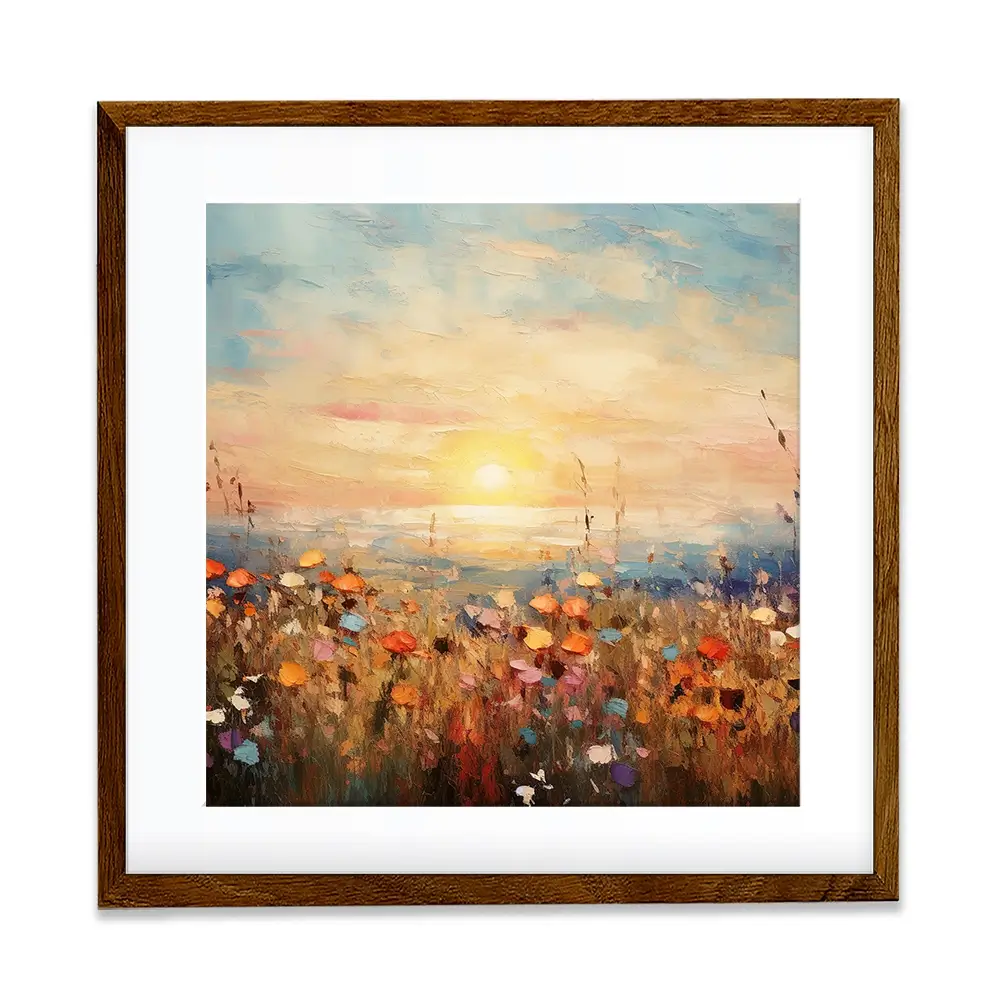 Bright Meadow Sunrise Square Framed Art Print Bright Meadow Sunrise Square Framed Art Print wall art product Art Print Shop