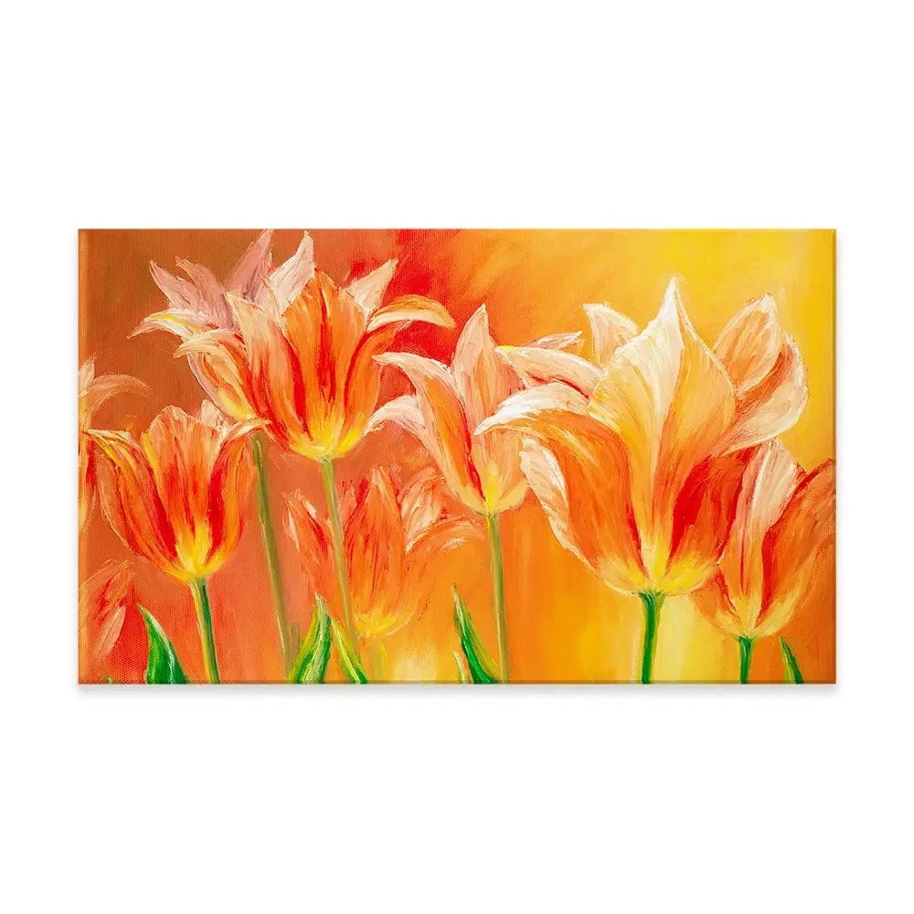 Bright Orange Tulips Canvas Print Bright Orange Tulips Canvas Print wall art product Valenty / Shutterstock