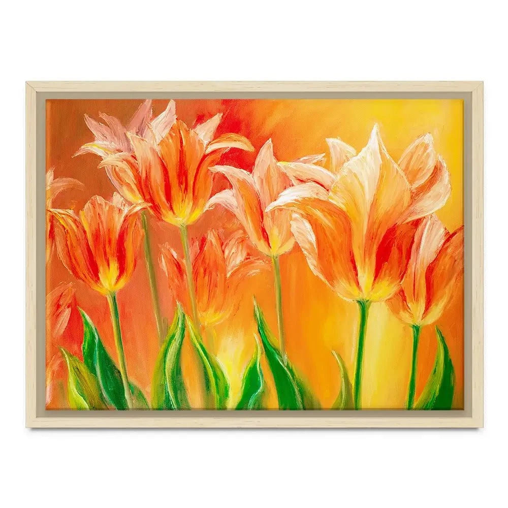 Bright Orange Tulips Canvas Print Bright Orange Tulips Canvas Print wall art product Valenty / Shutterstock