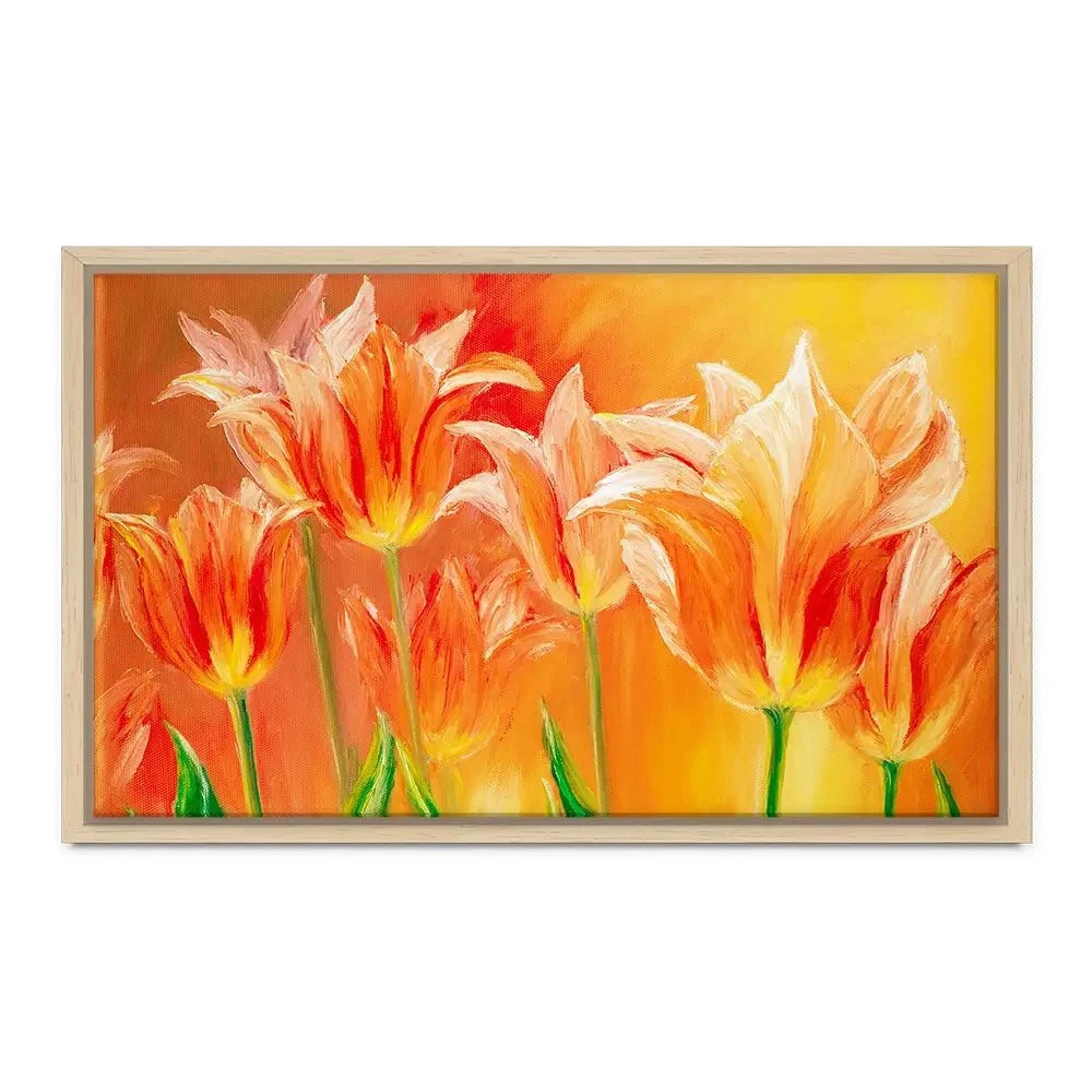 Bright Orange Tulips Canvas Print Bright Orange Tulips Canvas Print wall art product Valenty / Shutterstock