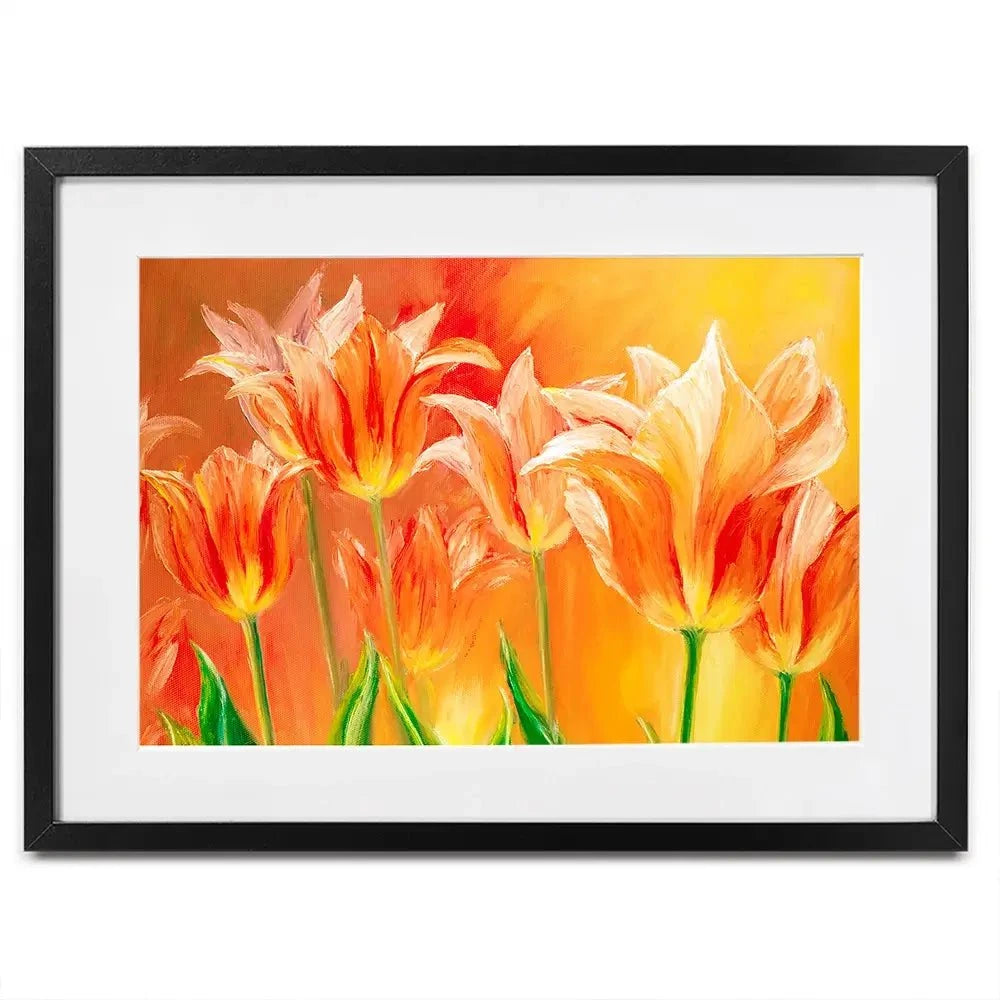 Bright Orange Tulips Framed Art Print Bright Orange Tulips Framed Art Print wall art product Valenty / Shutterstock