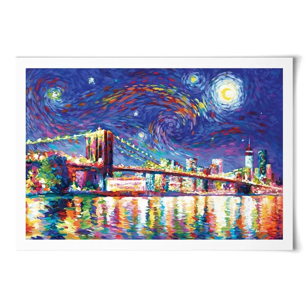 Brooklyn Bridge Starry Night Art Print Brooklyn Bridge Starry Night Art Print wall art product Leon Devenice