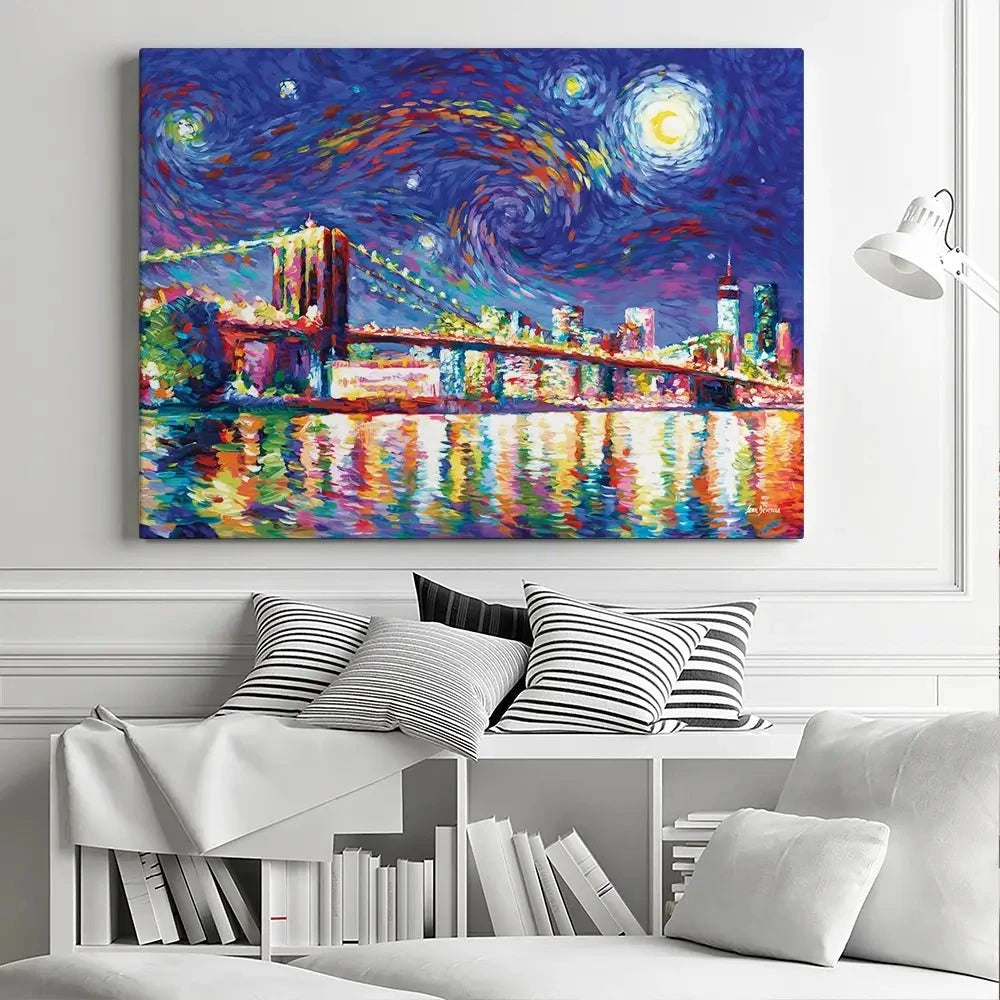 Brooklyn Bridge Starry Night Canvas Print Brooklyn Bridge Starry Night Canvas Print wall art product Leon Devenice