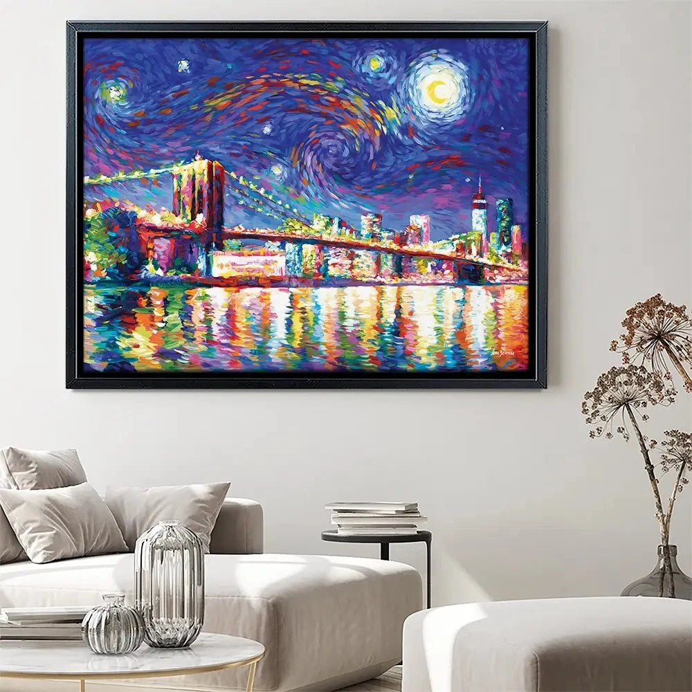Brooklyn Bridge Starry Night Canvas Print Brooklyn Bridge Starry Night Canvas Print wall art product Leon Devenice