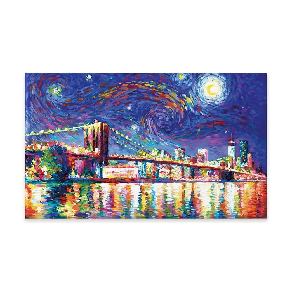 Brooklyn Bridge Starry Night Canvas Print Brooklyn Bridge Starry Night Canvas Print wall art product Leon Devenice