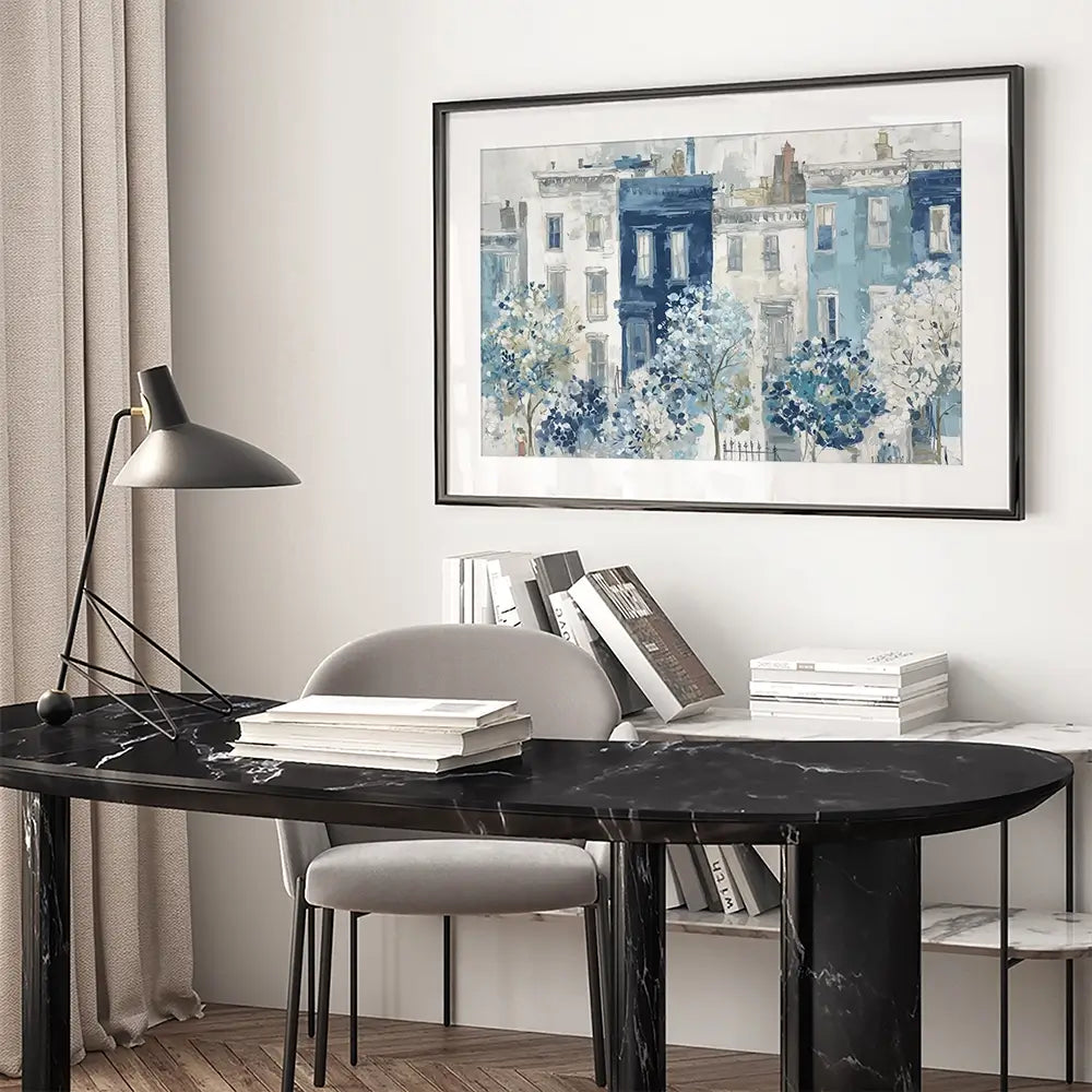Brownstone Bloom Street Framed Art Print Brownstone Bloom Street Framed Art Print wall art product Chromatic Storm Studio