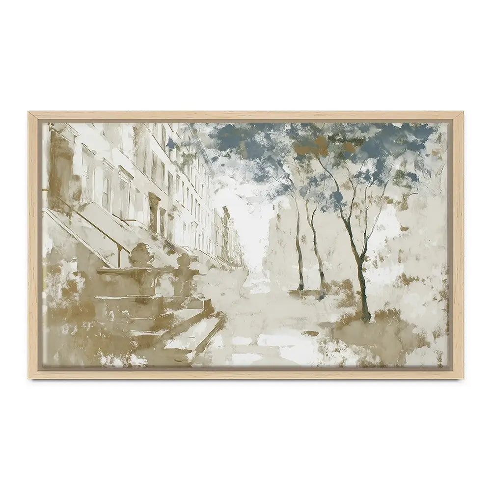 Brownstone Street Autumn Canvas Print Brownstone Street Autumn Canvas Print wall art product Chromatic Storm Studio