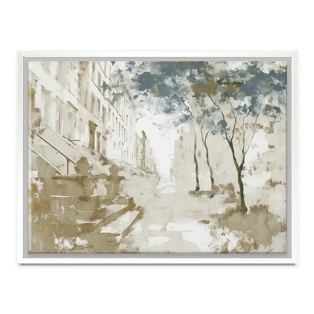 Brownstone Street Autumn Canvas Print Brownstone Street Autumn Canvas Print wall art product Chromatic Storm Studio