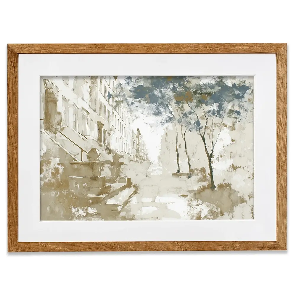Brownstone Street Autumn Framed Art Print Brownstone Street Autumn Framed Art Print wall art product Chromatic Storm Studio