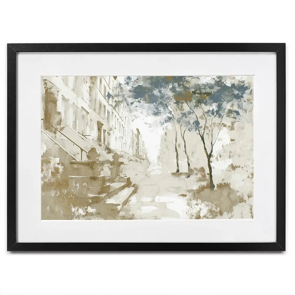 Brownstone Street Autumn Framed Art Print Brownstone Street Autumn Framed Art Print wall art product Chromatic Storm Studio