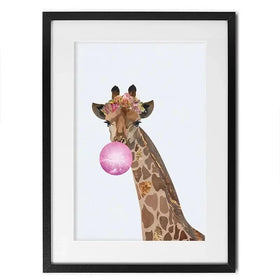 Bubblegum Giraffe Framed Art Print Bubblegum Giraffe Framed Art Print wall art product Sarah Manovski