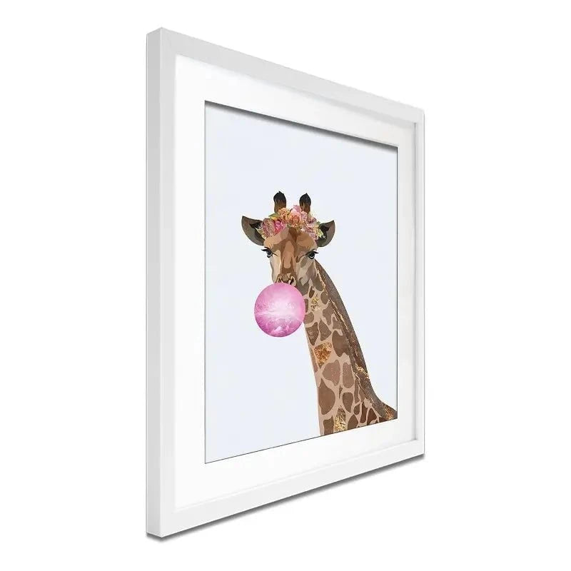 Bubblegum Giraffe Framed Art Print Bubblegum Giraffe Framed Art Print wall art product Sarah Manovski
