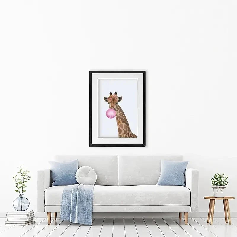 Bubblegum Giraffe Framed Art Print Bubblegum Giraffe Framed Art Print wall art product Sarah Manovski