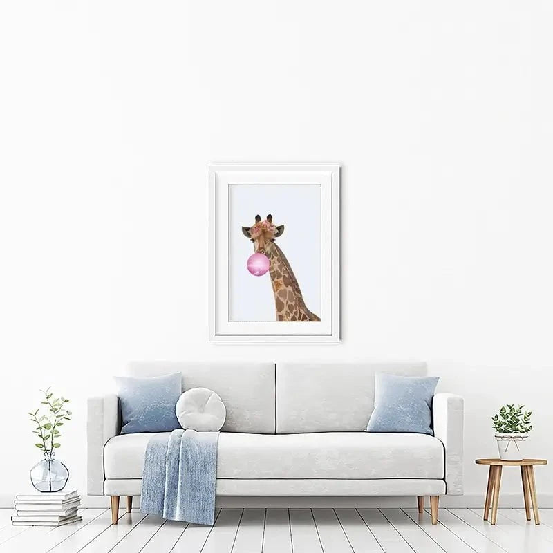 Bubblegum Giraffe Framed Art Print Bubblegum Giraffe Framed Art Print wall art product Sarah Manovski