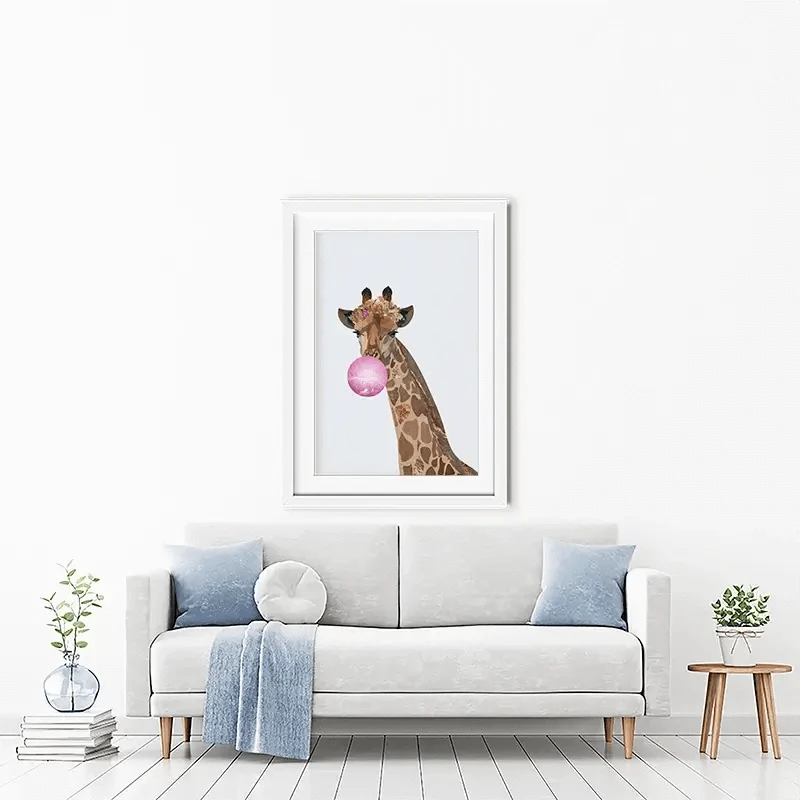 Bubblegum Giraffe Framed Art Print Bubblegum Giraffe Framed Art Print wall art product Sarah Manovski