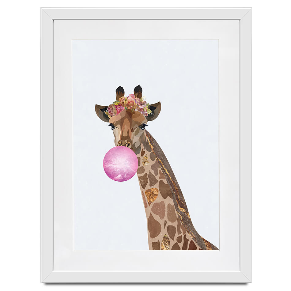 Bubblegum Giraffe Framed Art Print Bubblegum Giraffe Framed Art Print wall art product Sarah Manovski