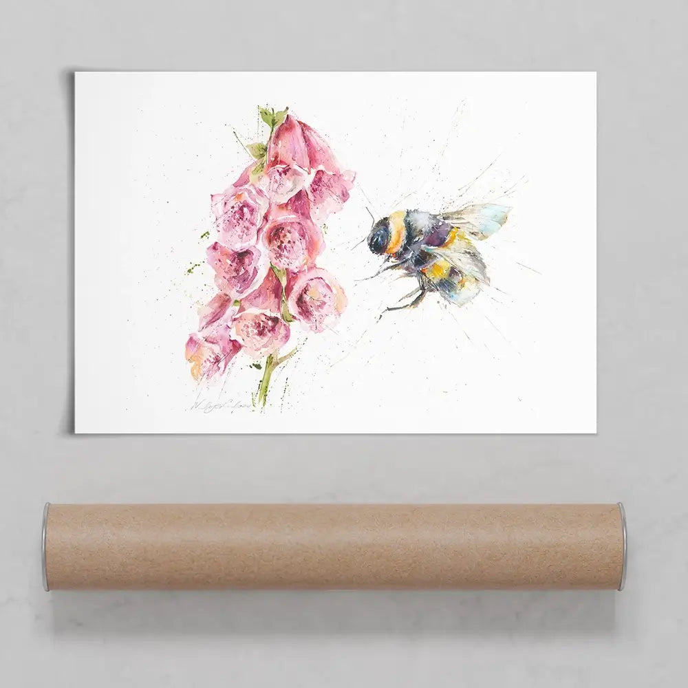 Bumble Bee And Foxglove Art Print Bumble Bee And Foxglove Art Print wall art product Nicola Jane Rowles