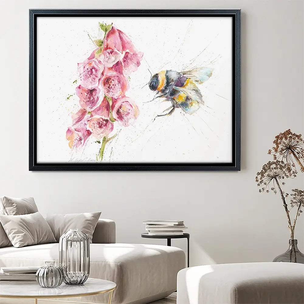 Bumble Bee And Foxglove Canvas Print Bumble Bee And Foxglove Canvas Print wall art product Nicola Jane Rowles