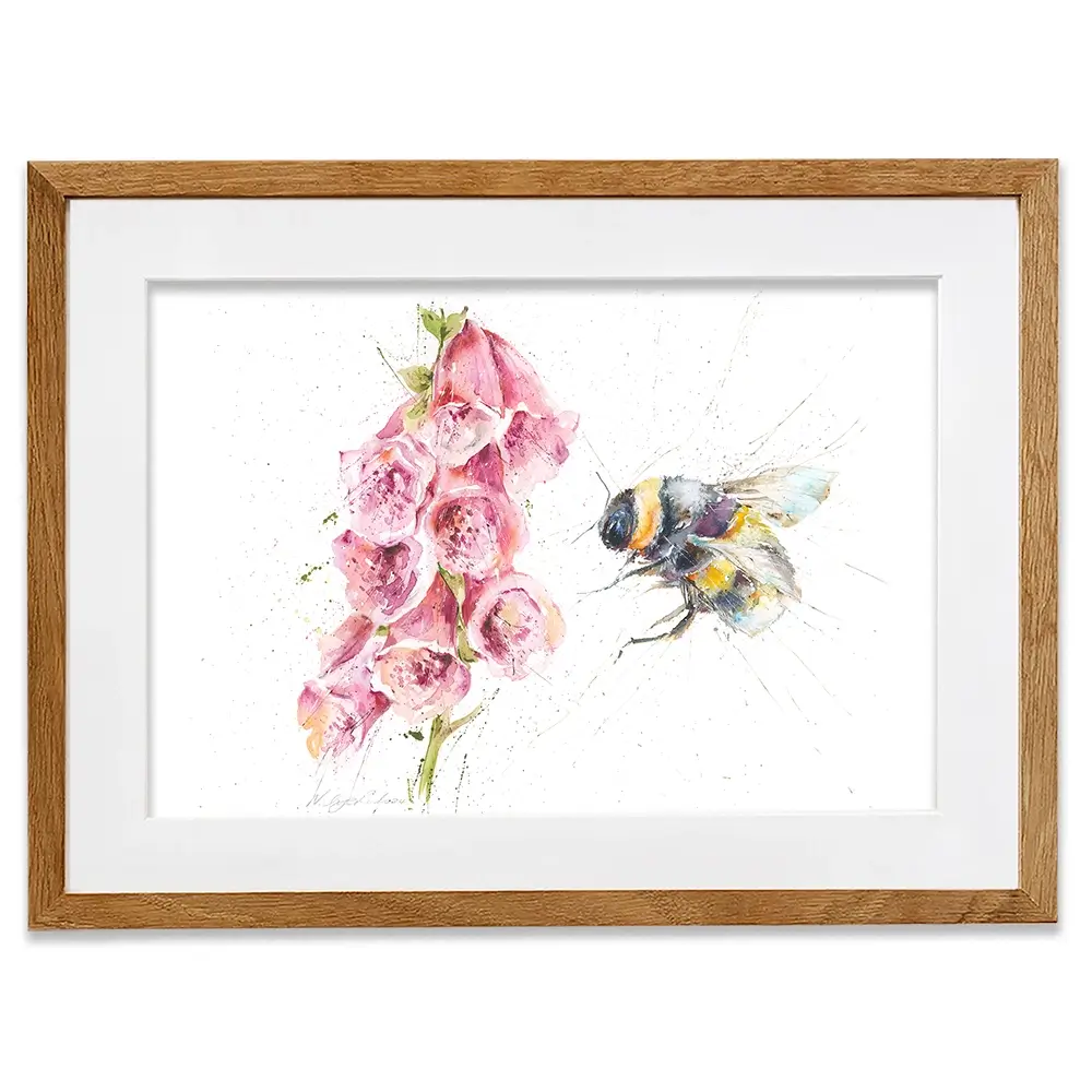 Bumble Bee And Foxglove Framed Art Print Bumble Bee And Foxglove Framed Art Print wall art product Nicola Jane Rowles