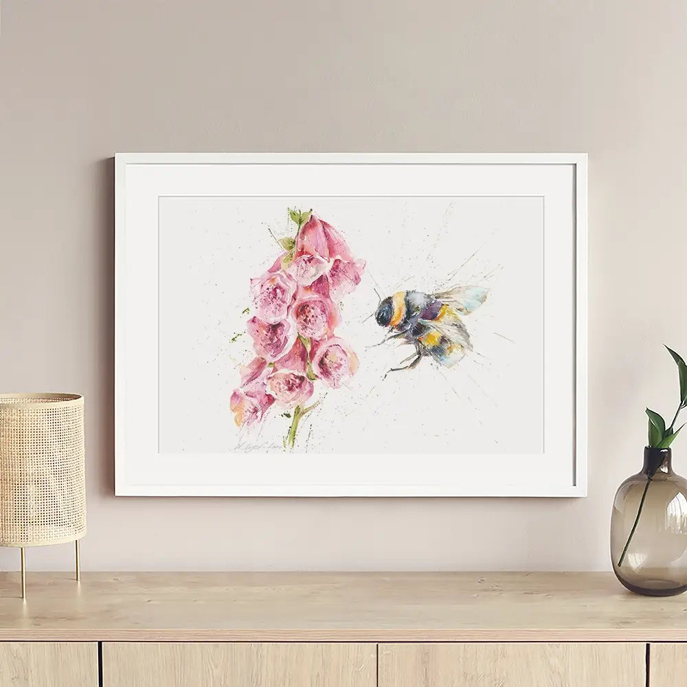 Bumble Bee And Foxglove Framed Art Print Bumble Bee And Foxglove Framed Art Print wall art product Nicola Jane Rowles